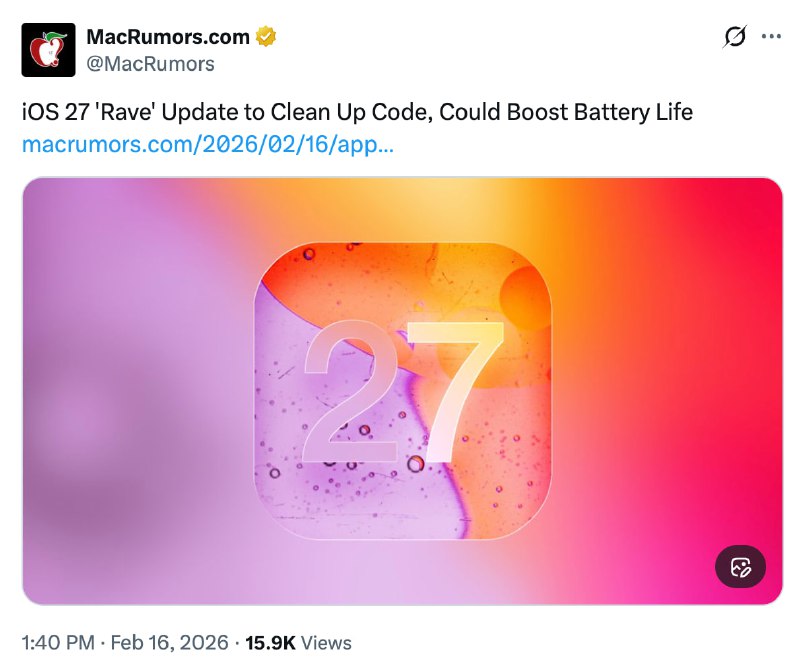 Apple to Focus on iOS 27 Optimization: Battery Performance and Code Cleanup Priority