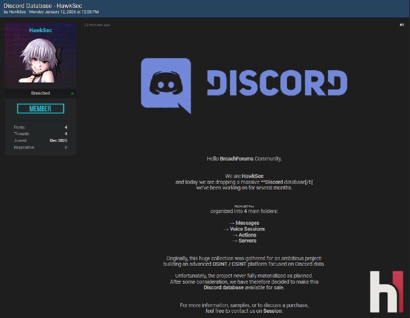 Discord Data Breach: 78+ Million Files Allegedly for Sale on Dark Web