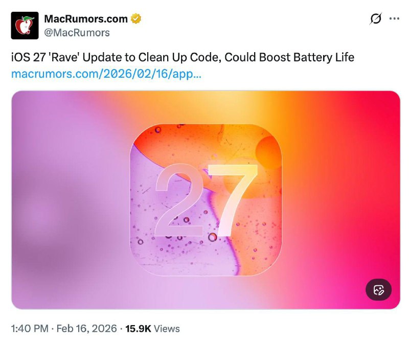 iOS 27 to Focus on Battery Optimization Through Code Cleanup and Performance Improvements