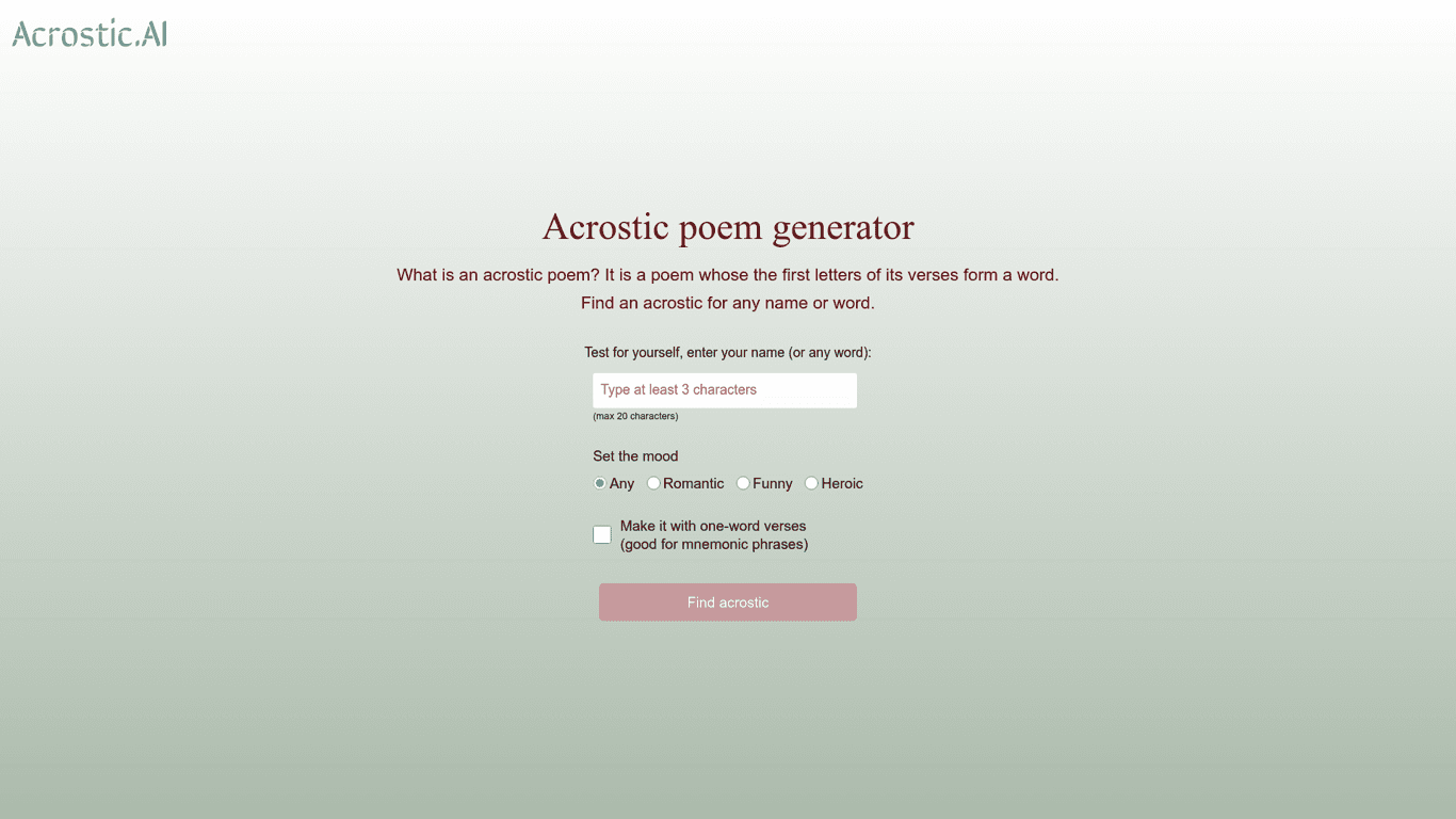 Acrostic poem generator