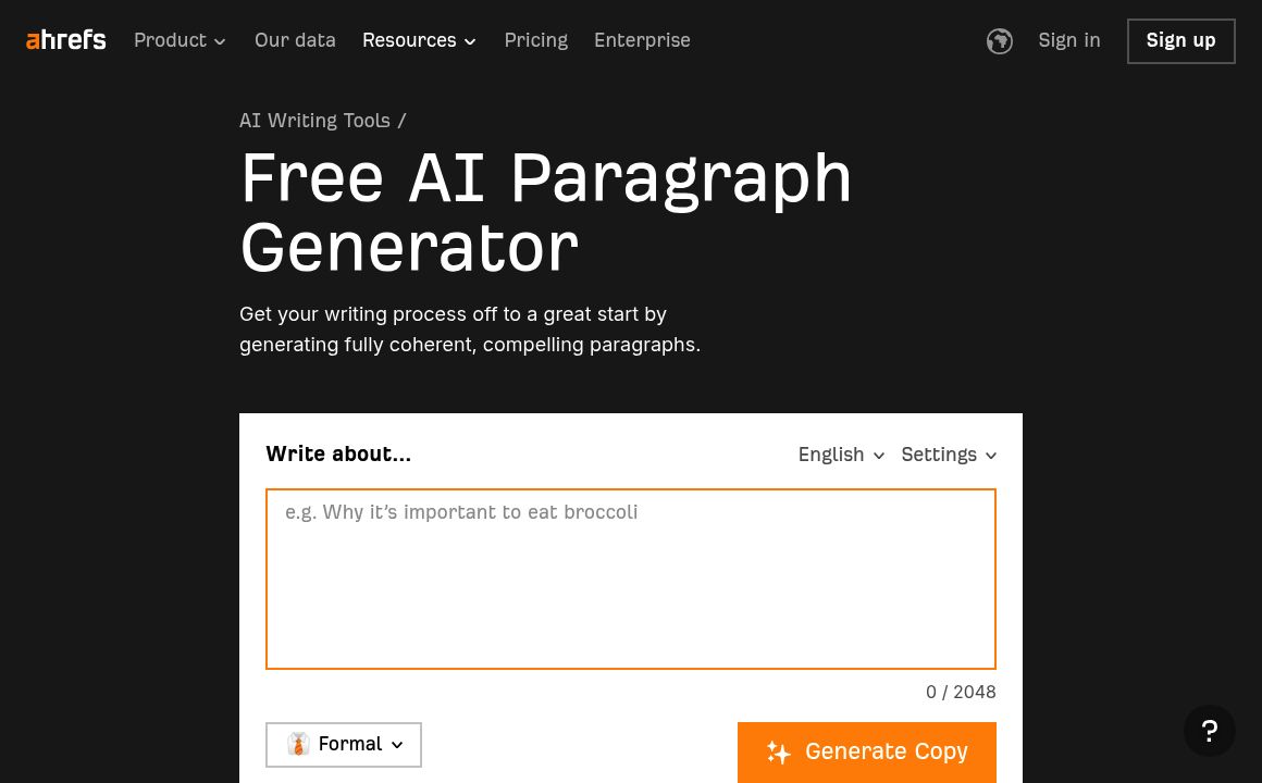 Ahrefs Paragraph Generator