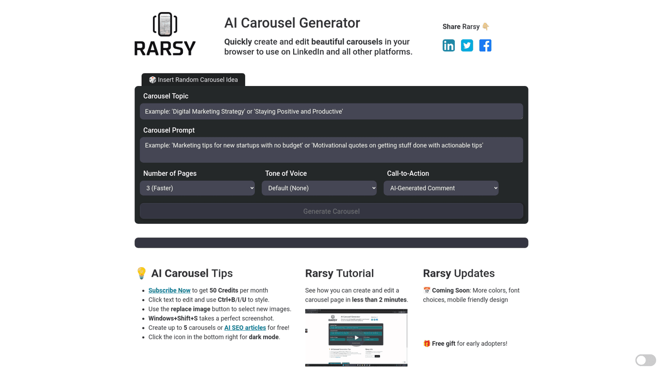 AI Carousel Generator - Rarsy