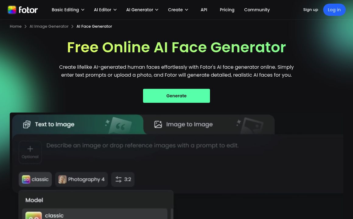 AI Face Generator By Fotor