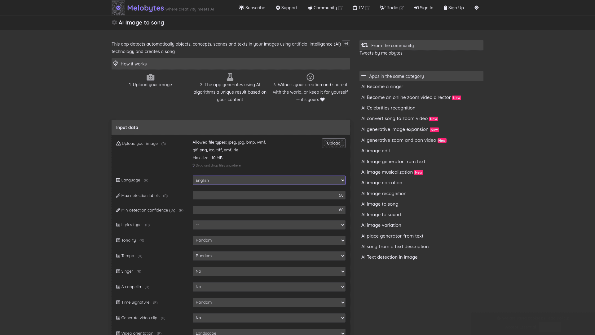 AI Image to song By Melobytes.com