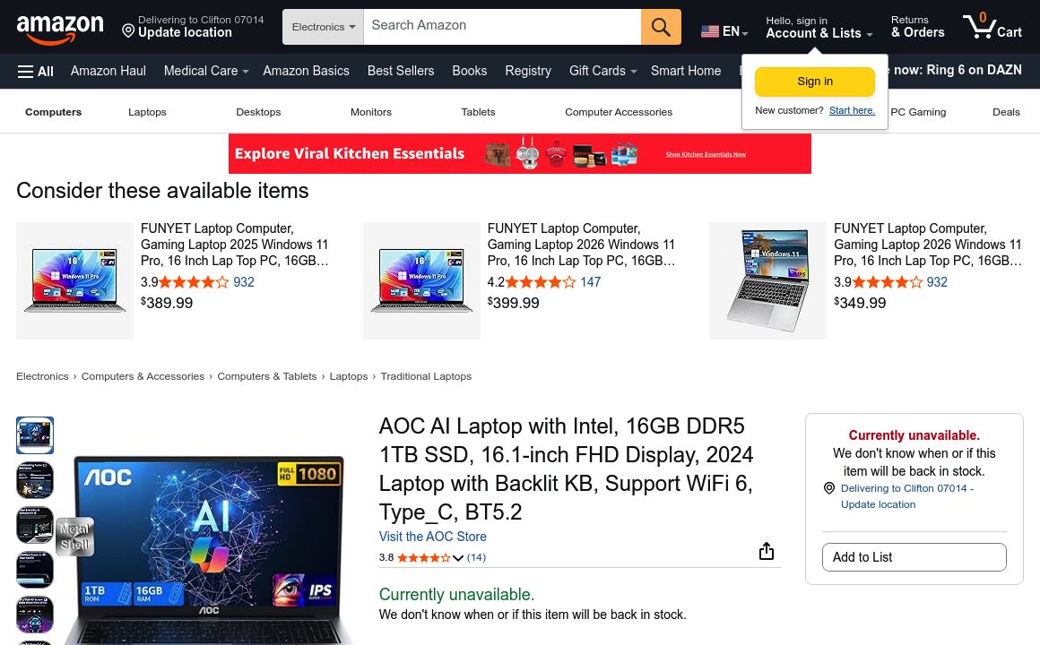 AOC AI Gaming Laptop