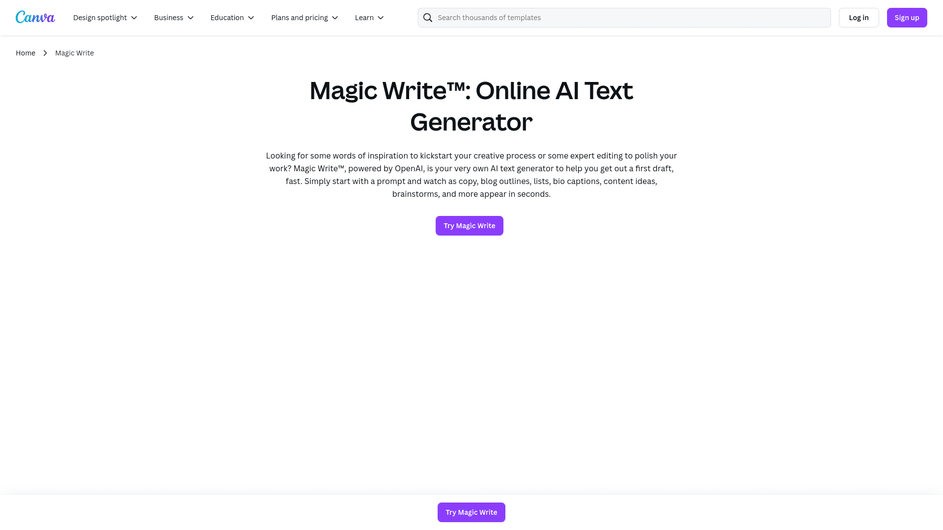 Canva Magic Write
