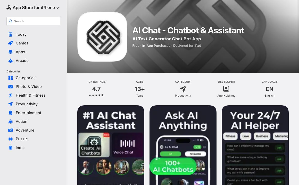 ‎Chat AI Chatbot Assistant Plus