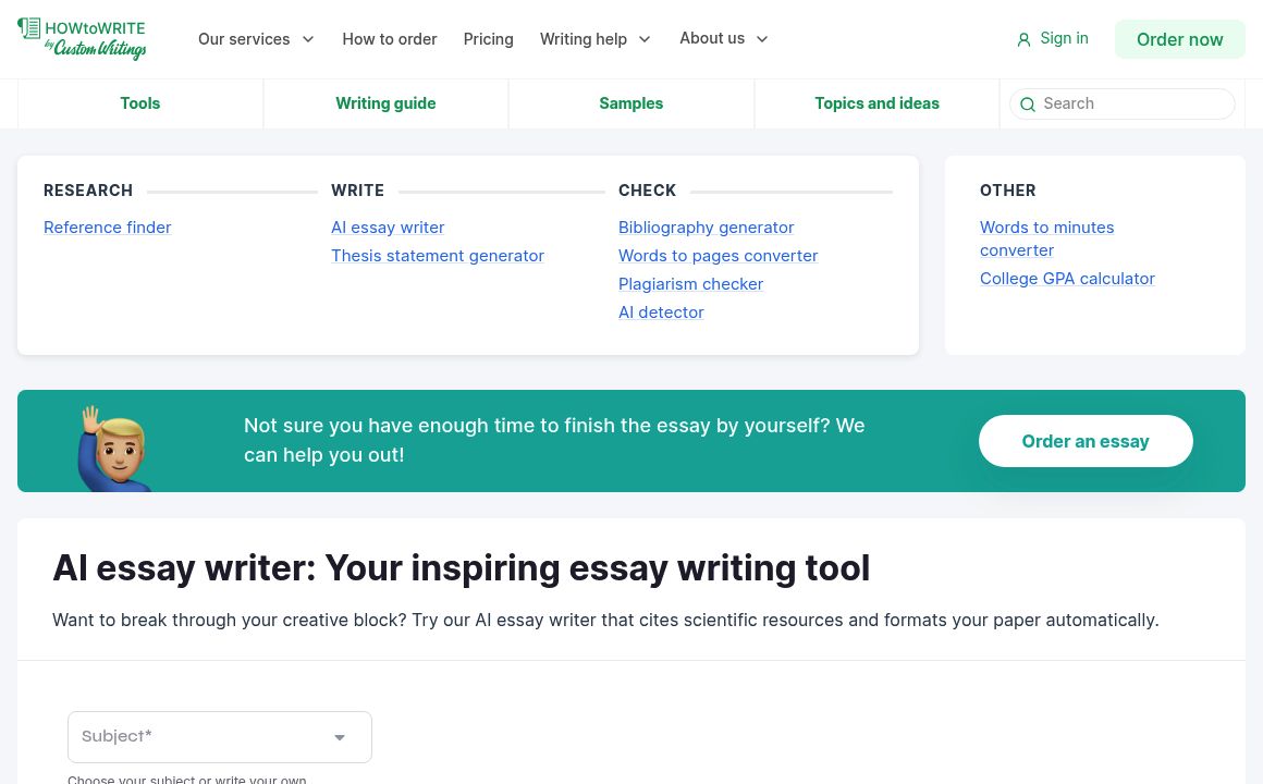 CustomWritings AI Essay Writer
