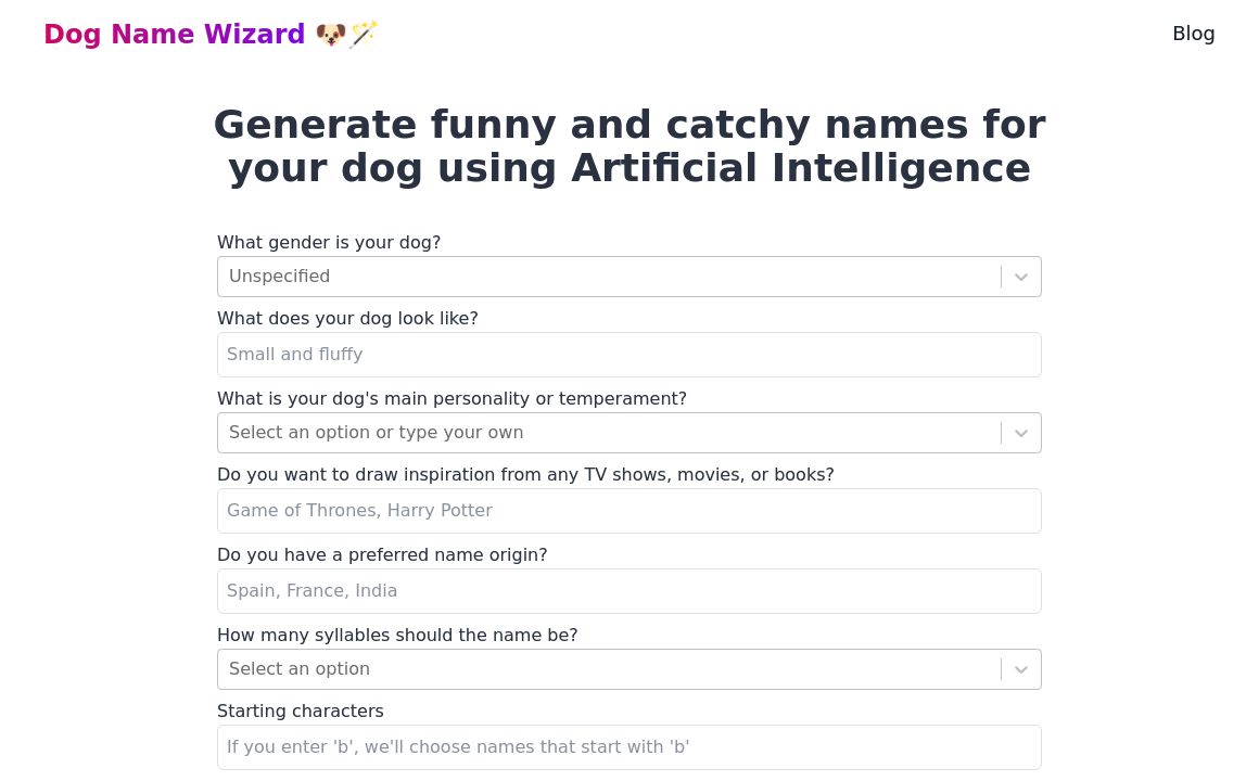 Dog Name Wizard