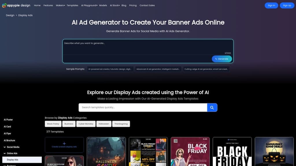 Free AI Display Ads Maker by AppyPie Design