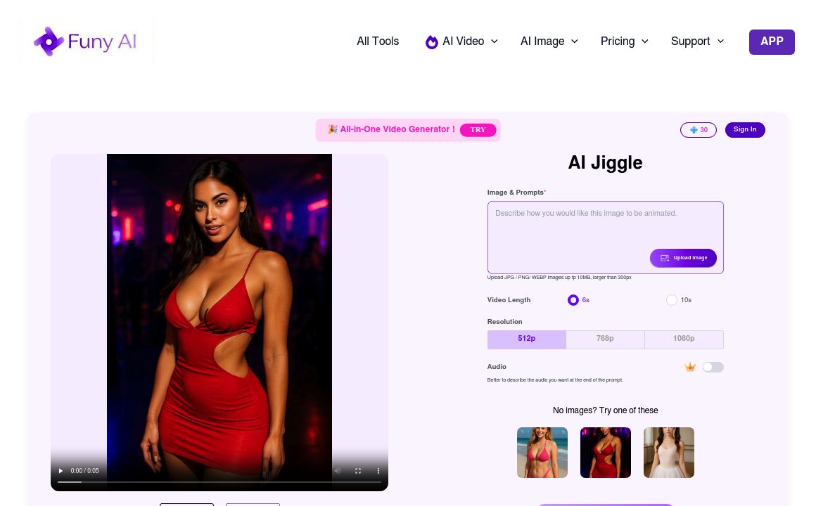Free AI Jiggle Video Generator by FunyAI