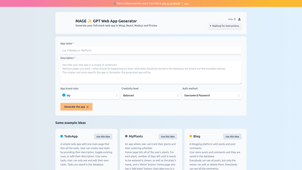 GPT Web App Generator