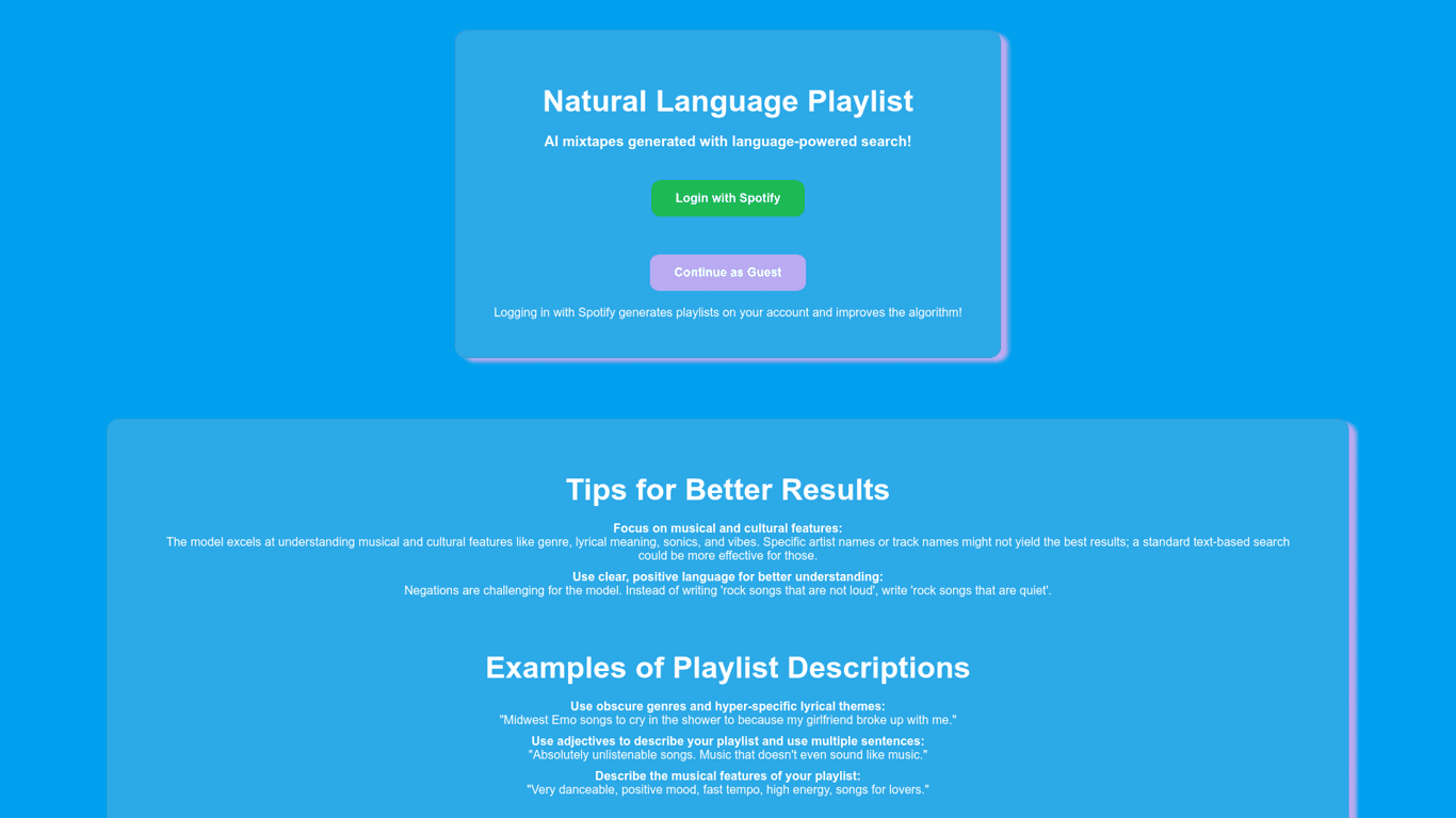 Natural Language Playlist