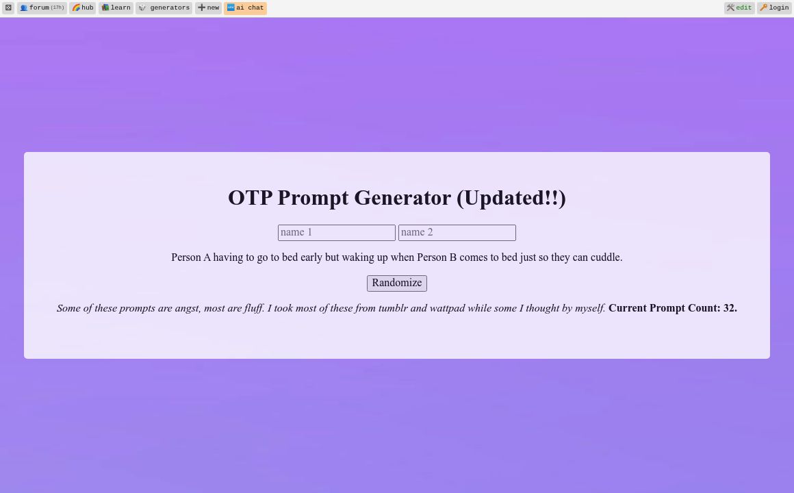 OTP Prompt Generator By Perchance