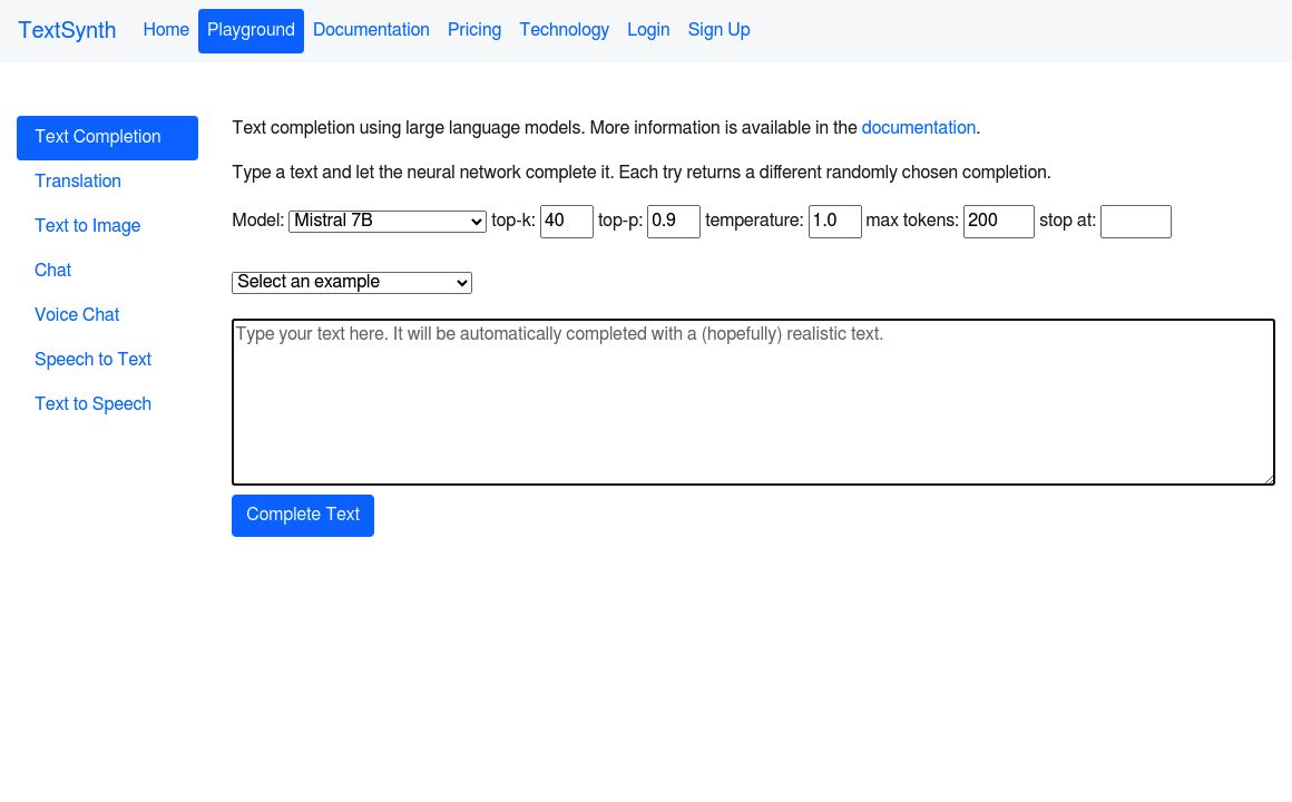 Playground TextSynth