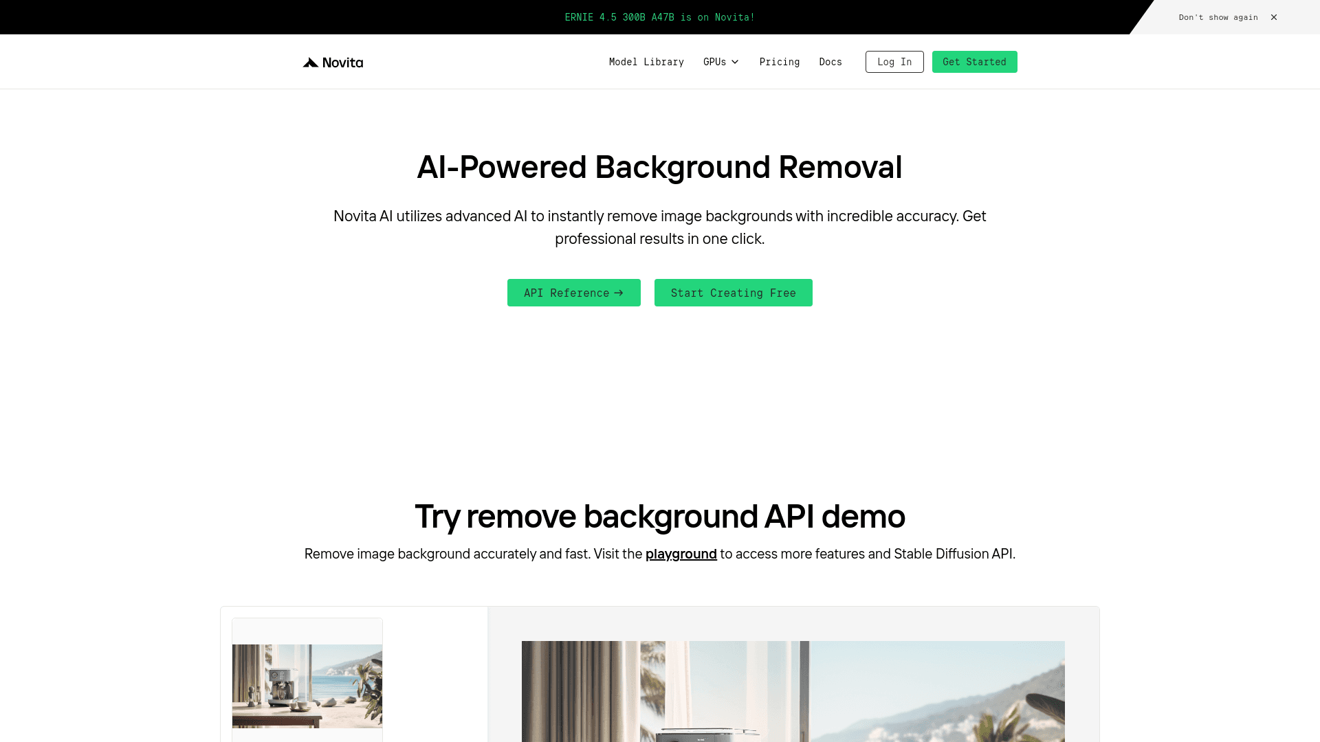 The Remove-background API of novita.ai