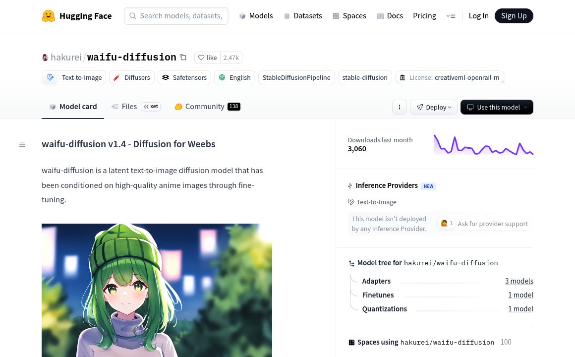 Waifu-diffusion on Hugging Face