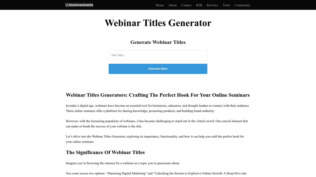 Webinar Titles Generator