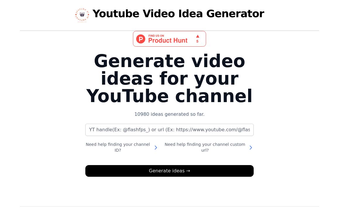 Youtube Video Ideas Generator